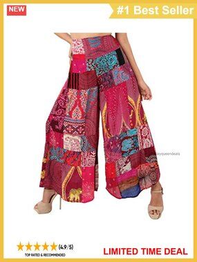 LOFBAZ Women's Patchwork Wide Leg Palazzo Yoga Harem Trousers Pants